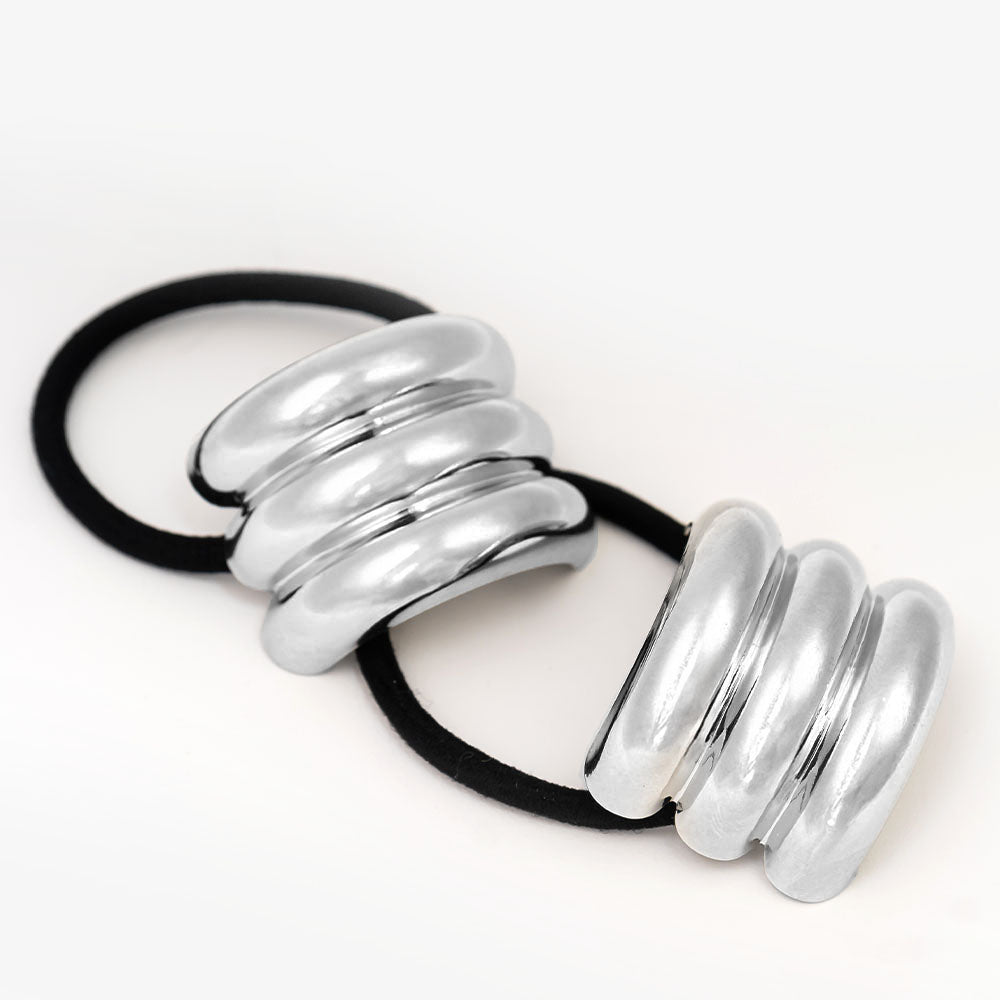Set of 2 Triple Halo Pony Cuffs - Silver
