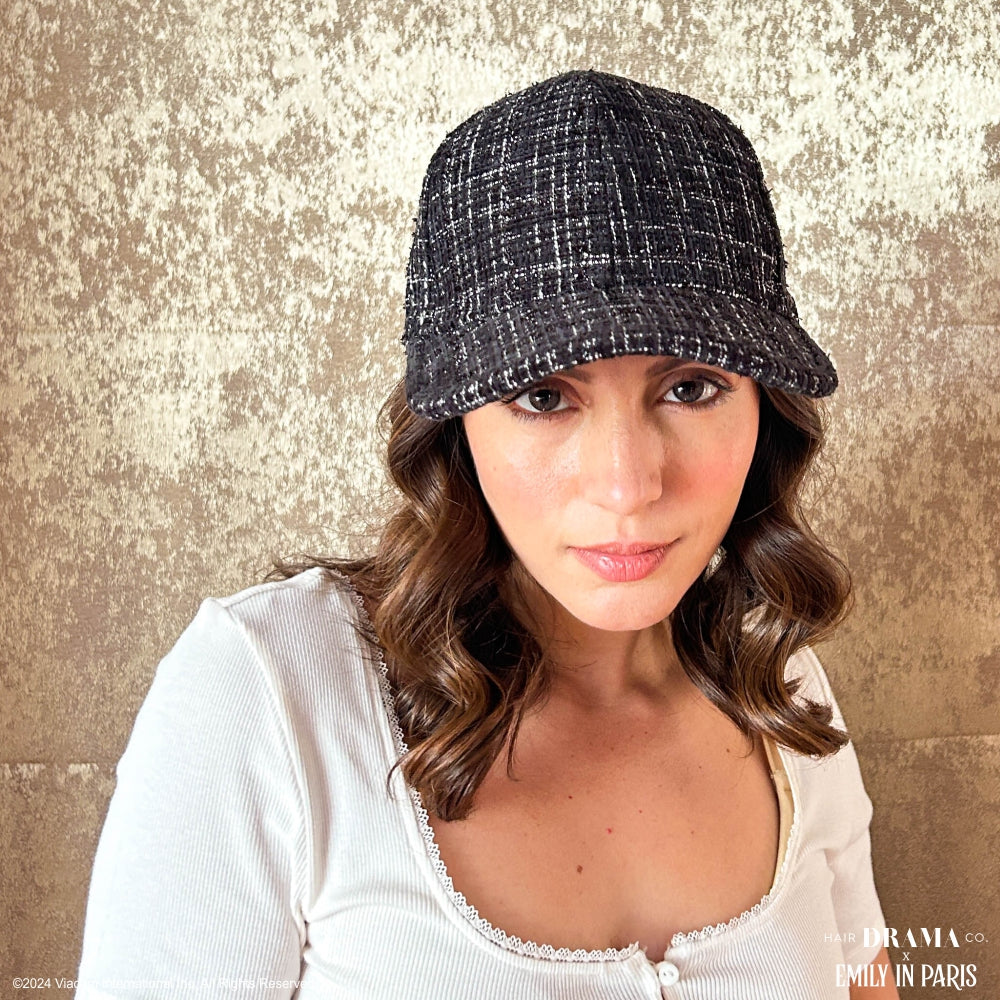 HDC x Emily in Paris Black Tweed Baseball Cap
