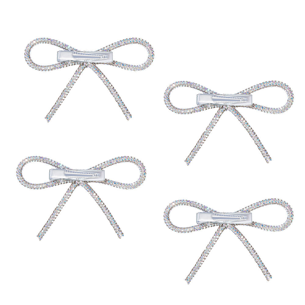 Holographic Crystal Hair Bows Alligator Clip - Set of 4