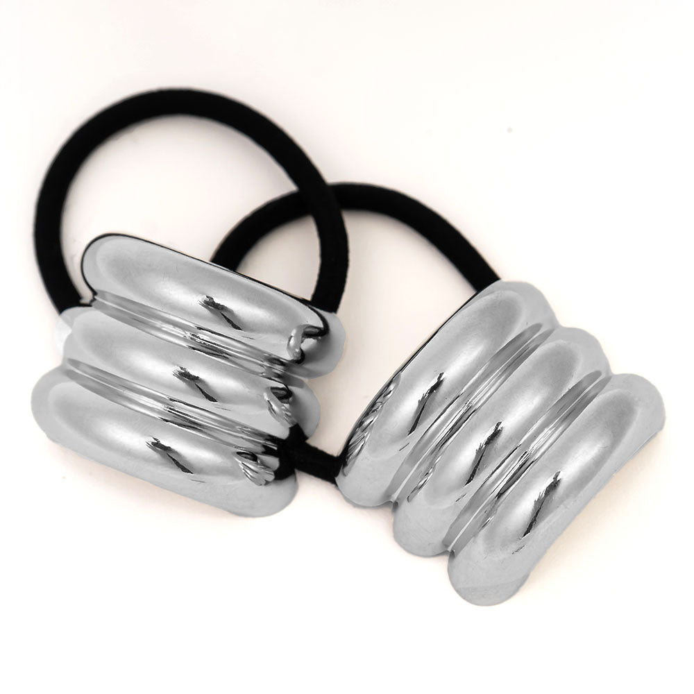 Set of 2 Triple Halo Pony Cuffs - Silver
