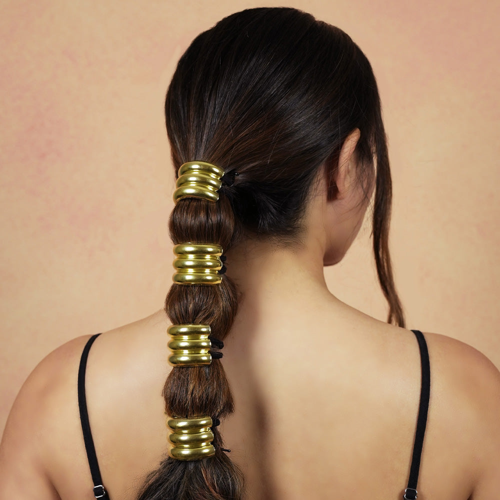 Set of 2 Triple Halo Pony Cuffs - Gold