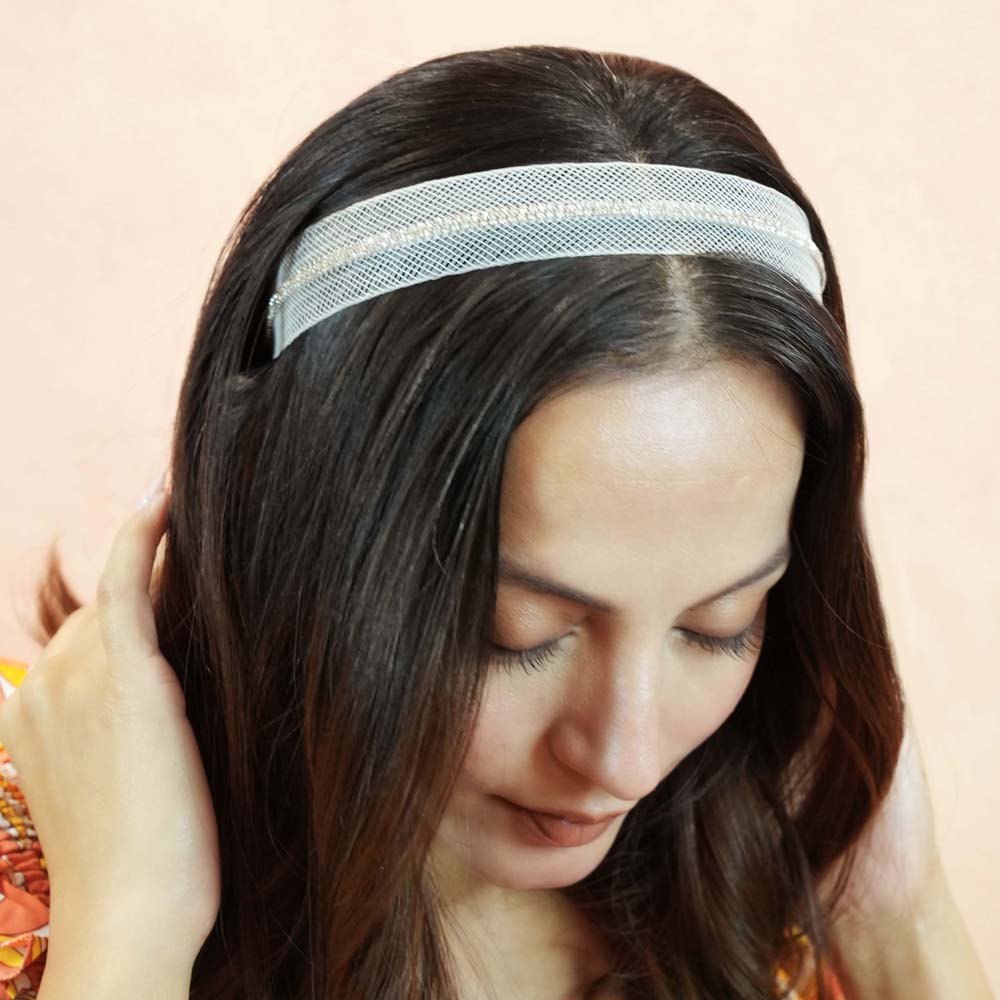 HDC x Emily in Paris Crystal Mesh Hair Band - Pastel Yellow