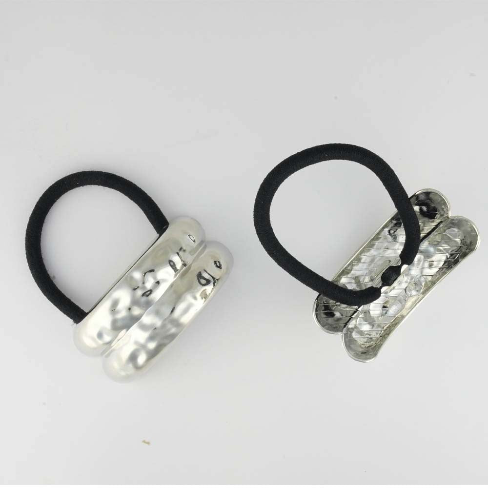 Set of 2 Hammered Halo Pony Cuffs - Silver