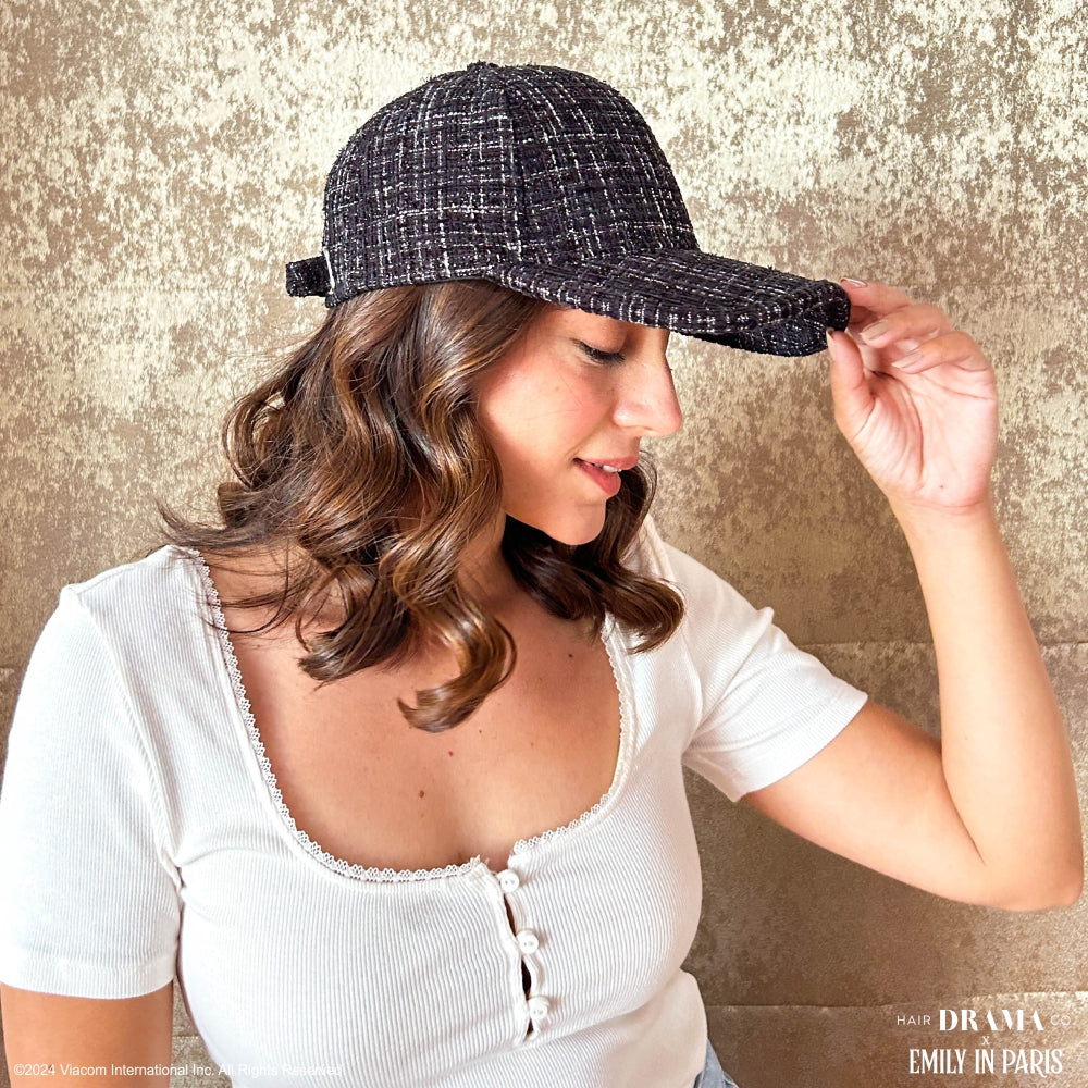 HDC x Emily in Paris Black Tweed Baseball Cap