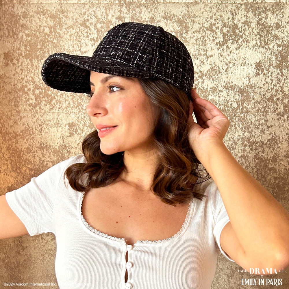 HDC x Emily in Paris Black Tweed Baseball Cap