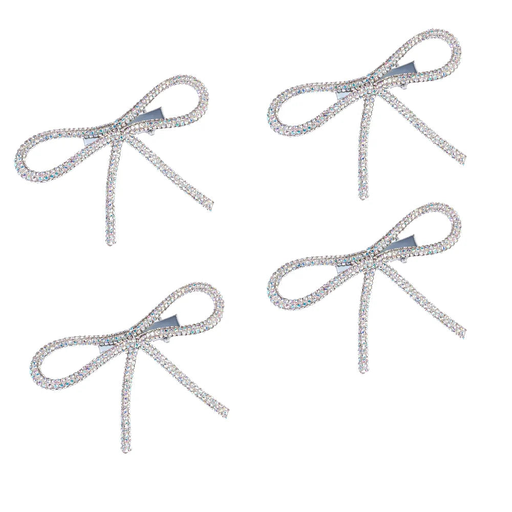 Holographic Crystal Hair Bows Alligator Clip - Set of 4