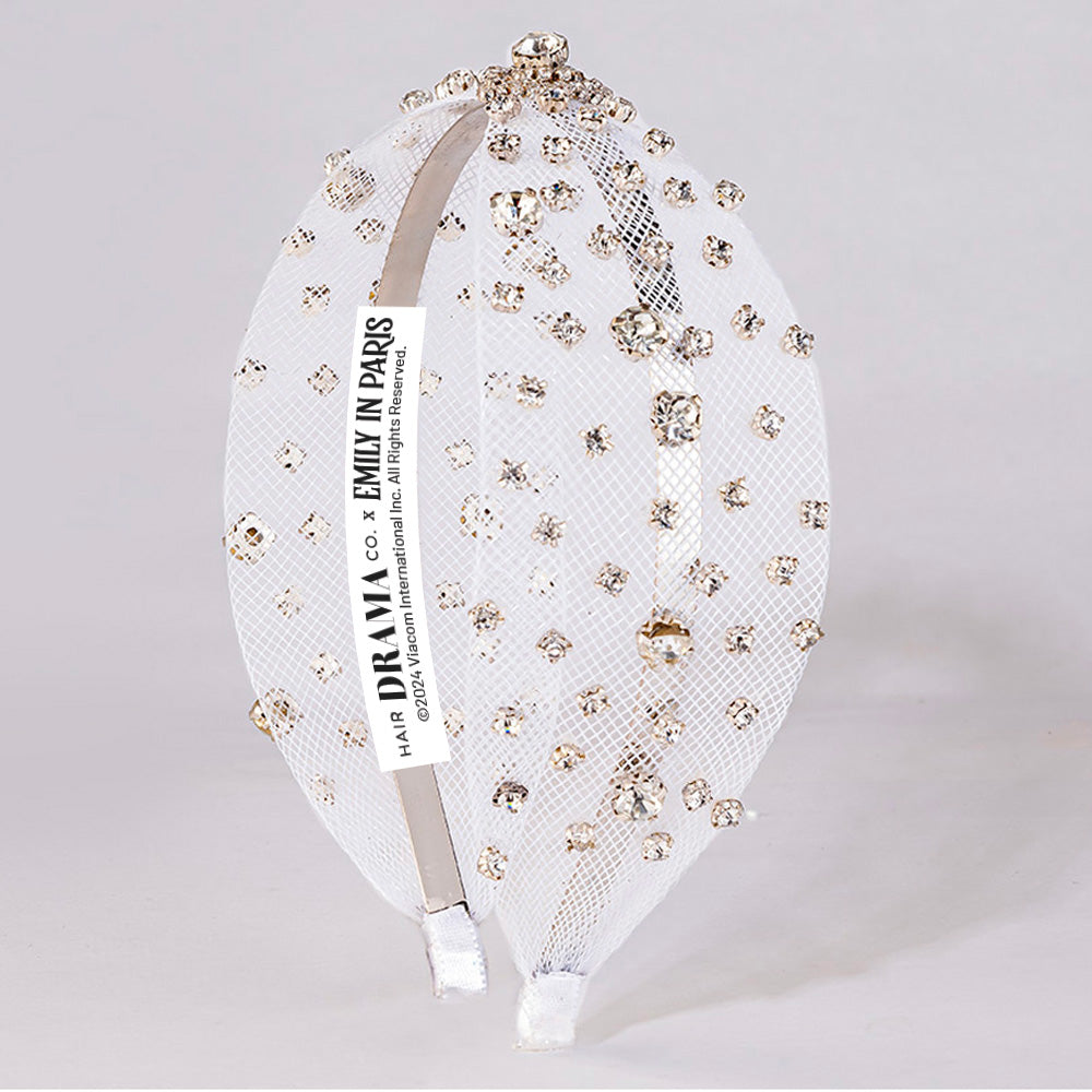 HDC x Emily in Paris Crystal Mesh Knotted Hair Band - White