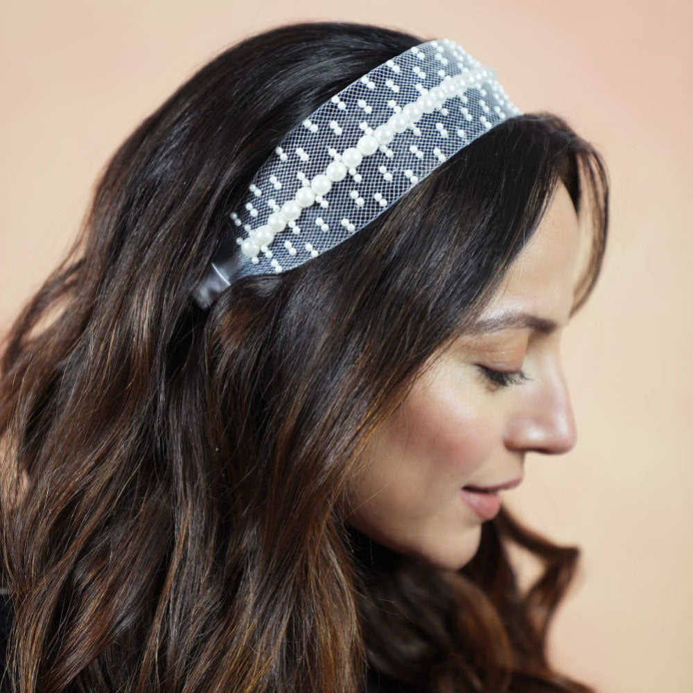 HDC x Emily in Paris Pearl Mesh Hair Band - White