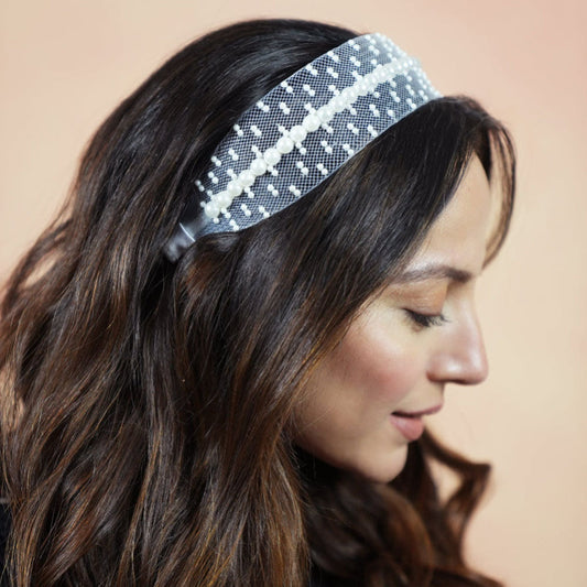 HDC x Emily in Paris Pearl Mesh Hair Band - White