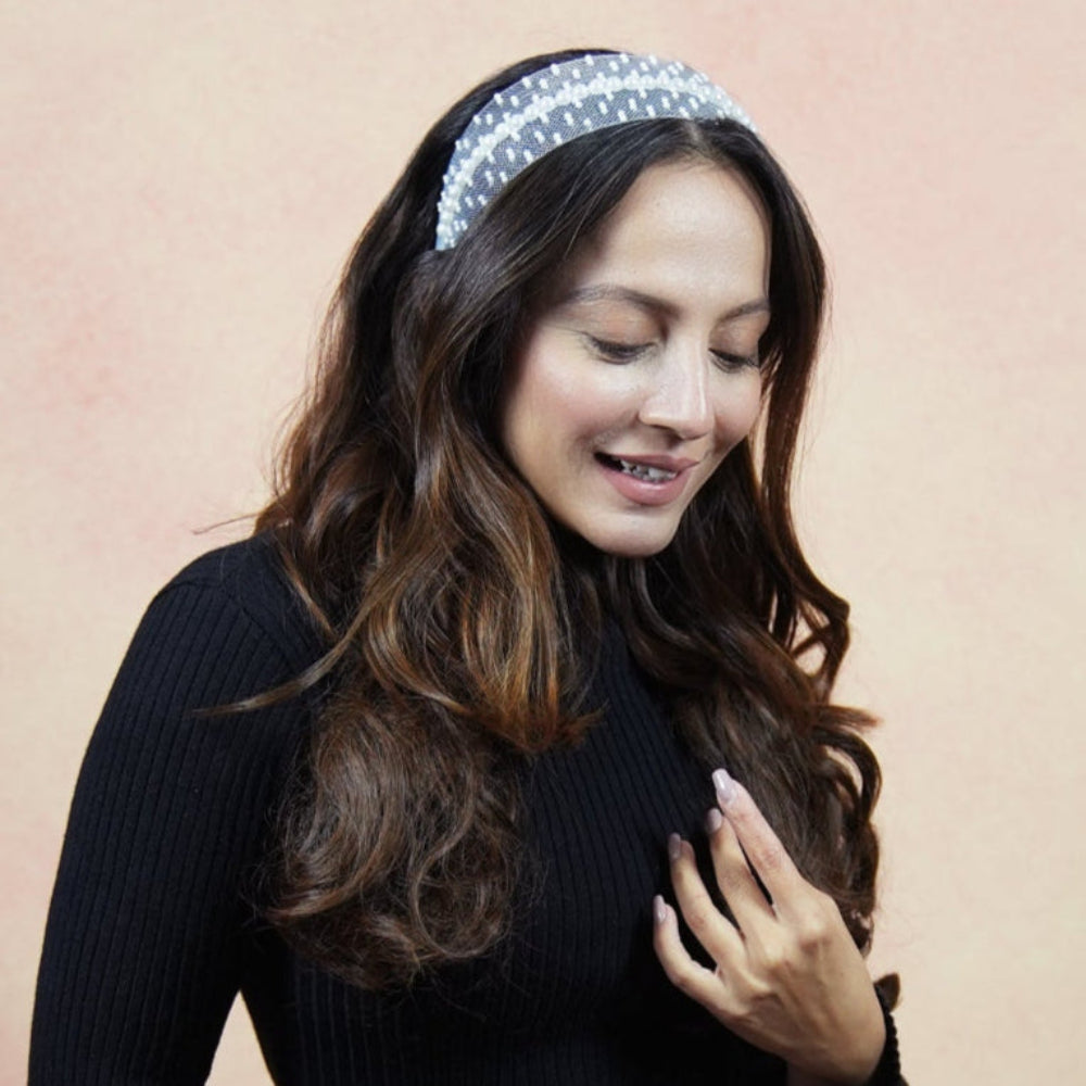 HDC x Emily in Paris Pearl Mesh Hair Band - White