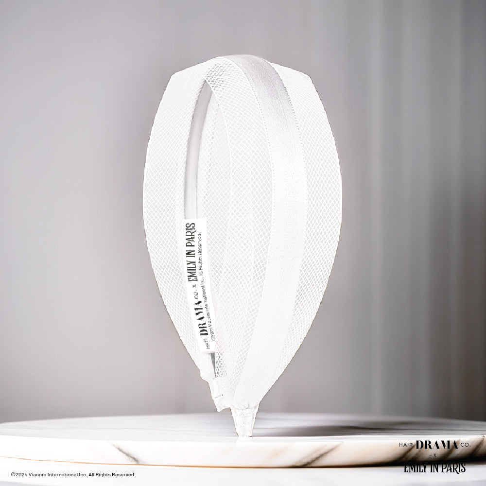 HDC x Emily in Paris Mesh Hair Band with Ribbon - White