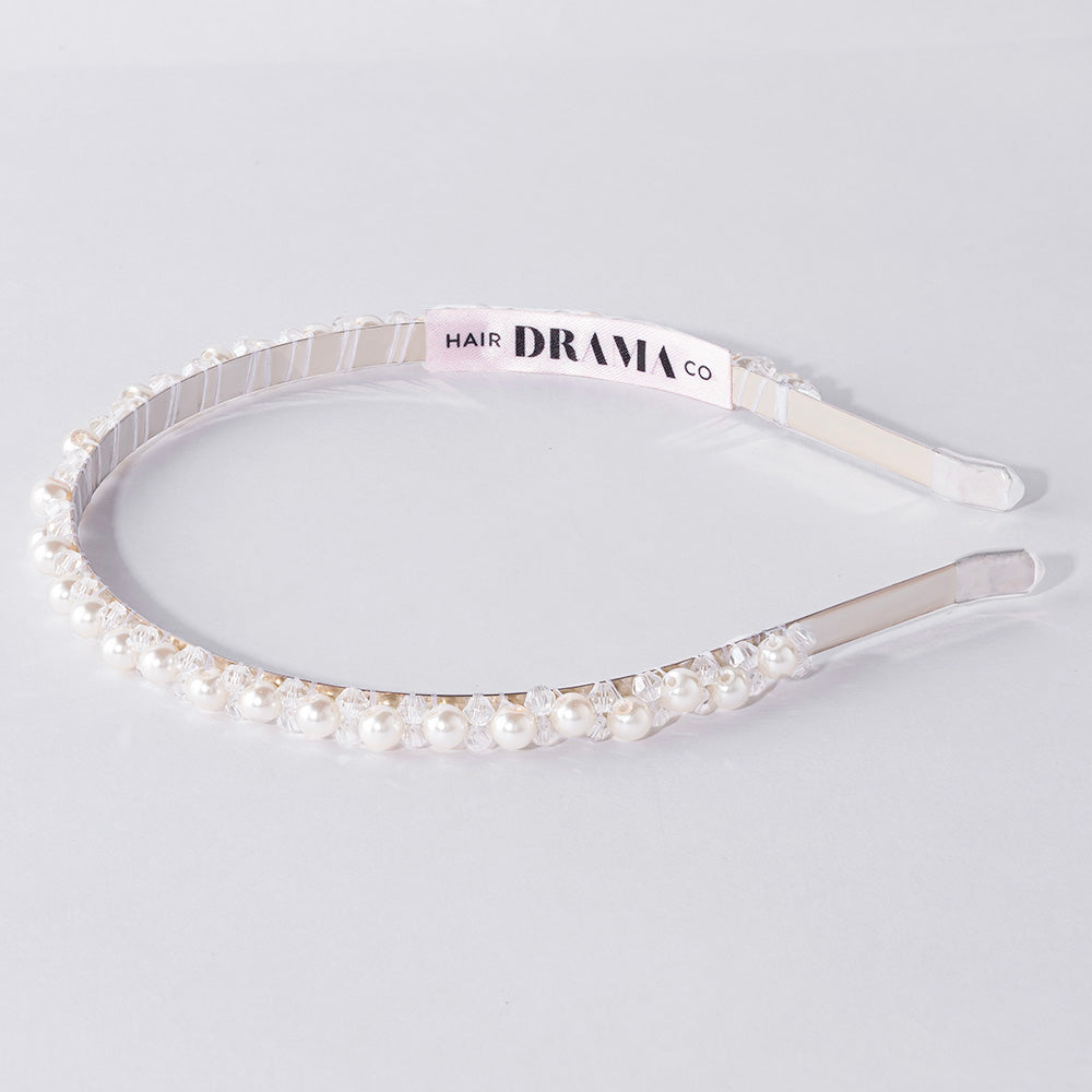 White Pearl and Crystals Hair Band
