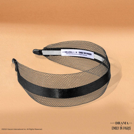 HDC x Emily in Paris Mesh Hair Band with Ribbon - Black