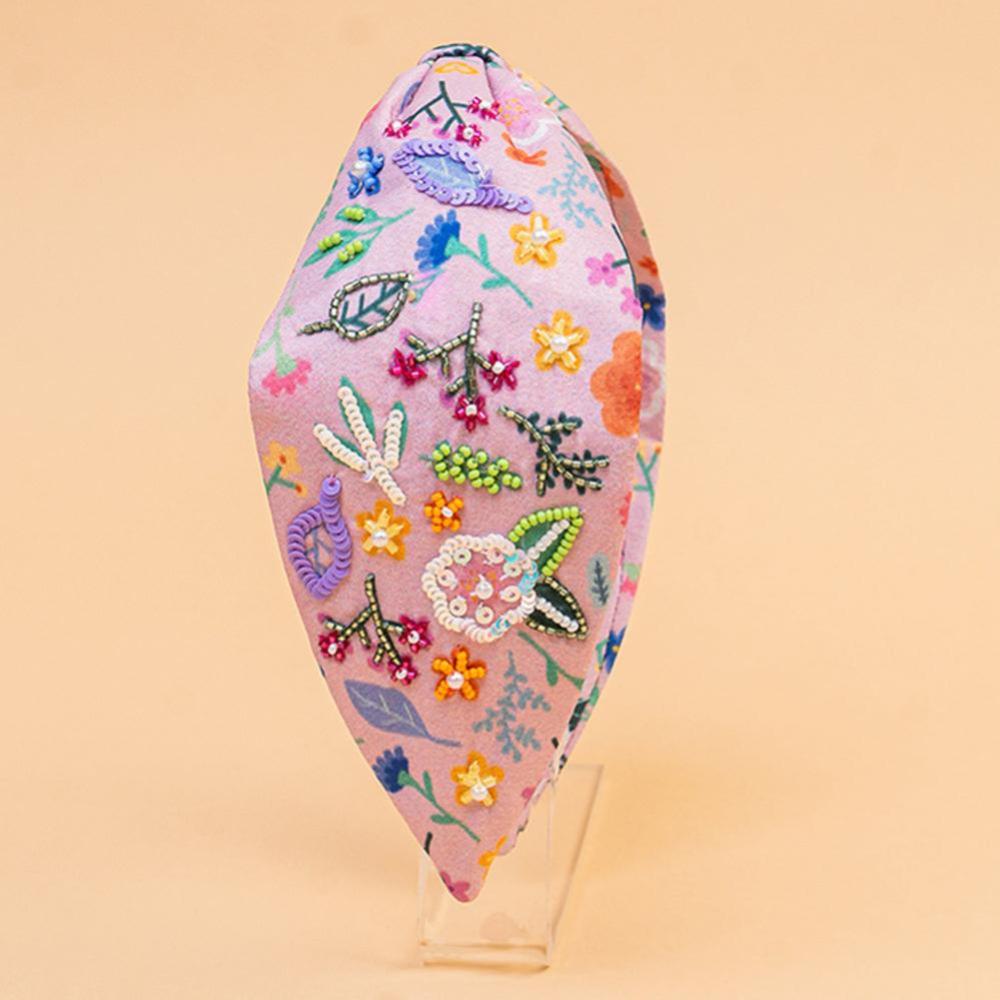 Blossom Embellished Knotted Hair Band - Dusty Rose