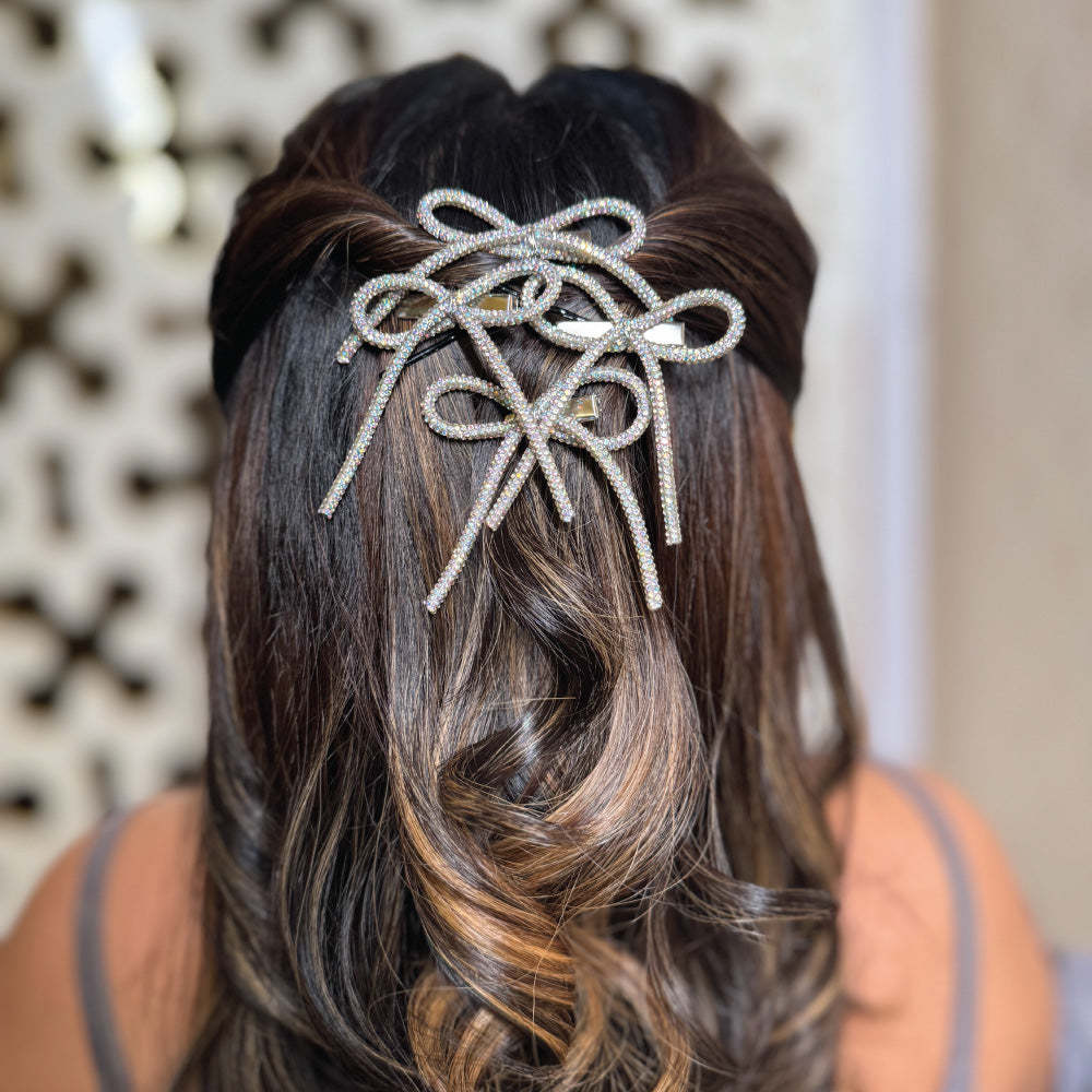 Holographic Crystal Hair Bows Alligator Clip - Set of 4