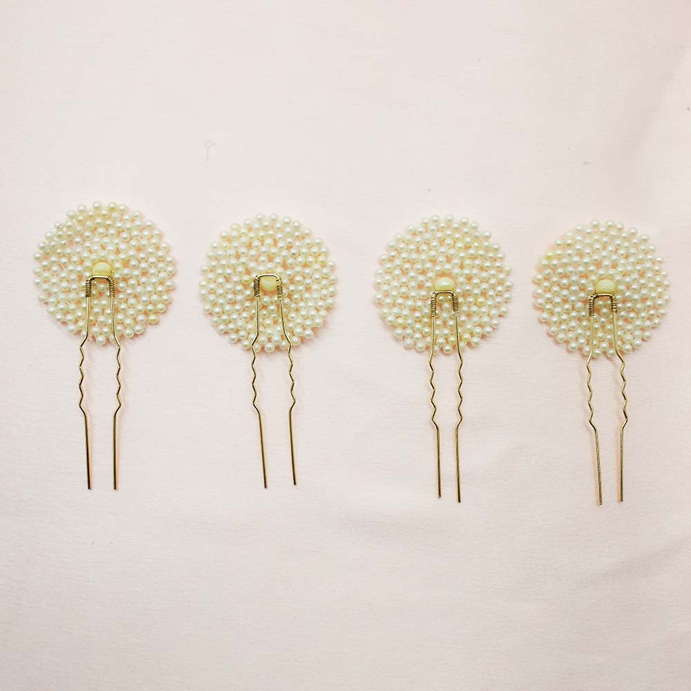 Set of 4 Pearl U Pins - Gold