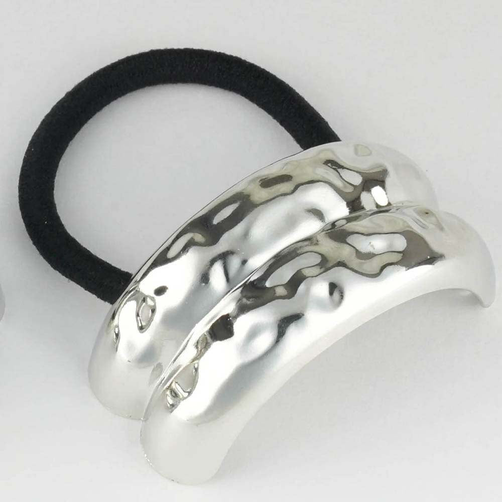 Set of 2 Hammered Halo Pony Cuffs - Silver