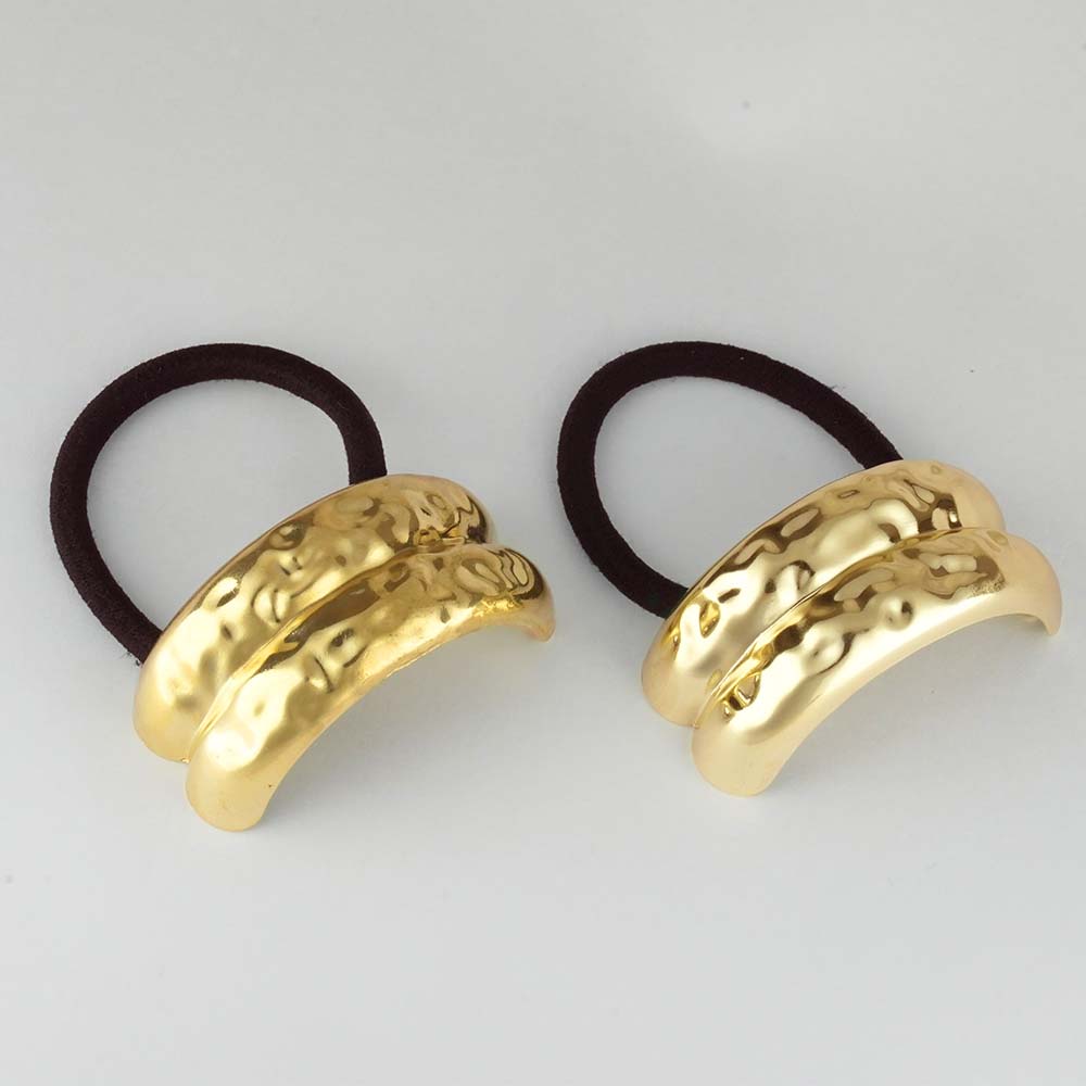 Set of 2 Hammered Halo Pony Cuffs - Gold