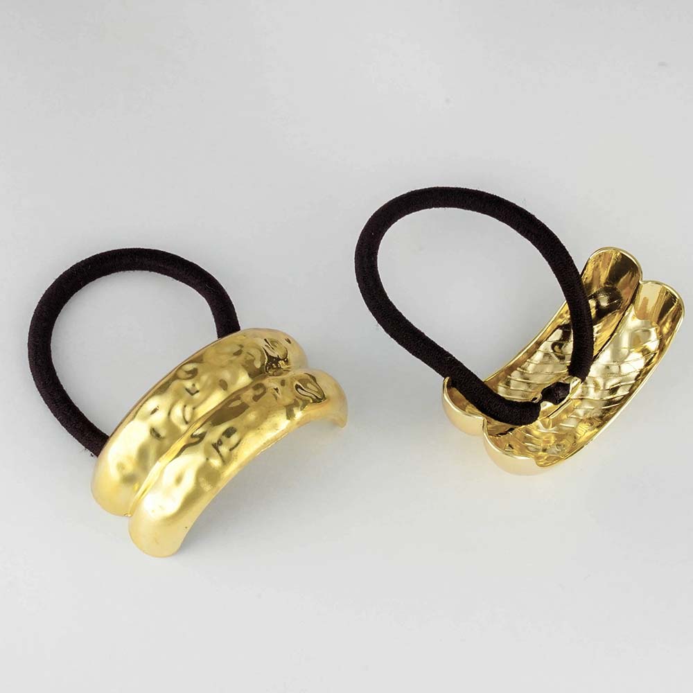 Set of 2 Hammered Halo Pony Cuffs - Gold