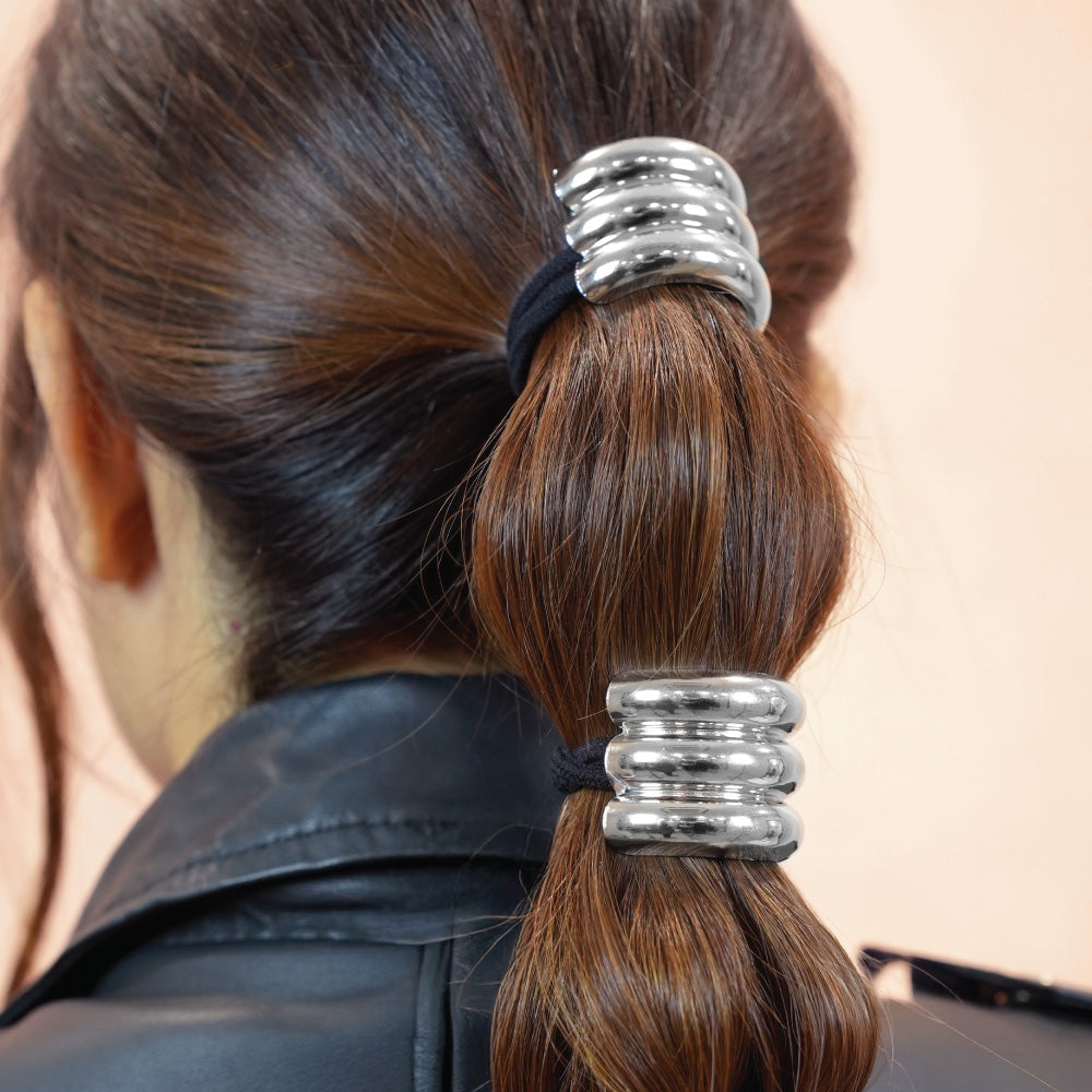 Set of 2 Triple Halo Pony Cuffs - Silver