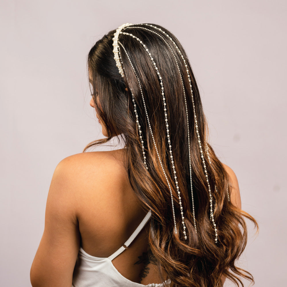 Tassel Pearl Hair Band - Off-White