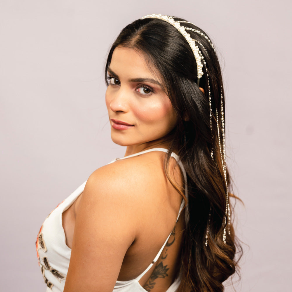 Tassel Pearl Hair Band - Off-White